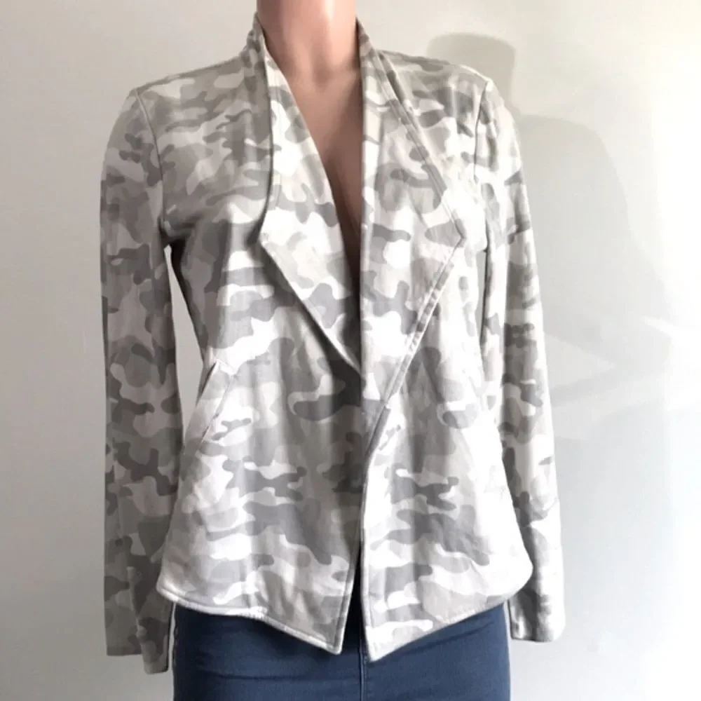 Susan Graver Weekend Printed Cotton Knit Drape Front Jacket